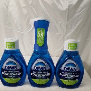 Dawn Platinum Plus Power-wash Dish Spray Apple Scent 3 Bottles Brand New